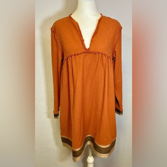 Zara Trafaluc Retro Boho Vibe Tunic Dress With Pockets Burnt Orange
Size Medium - Picture 7 of 7